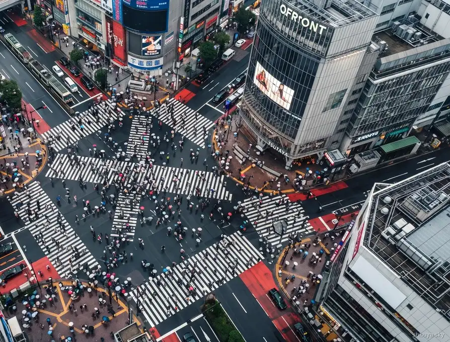 Grup de l'excursió a Shibuya Sky guiat al Scramble Crossing