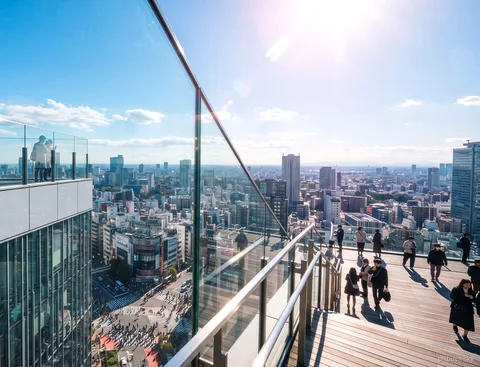 Shibuya Sky morgontur med biljett, utsikt över Tokyo från utomhusplattformen