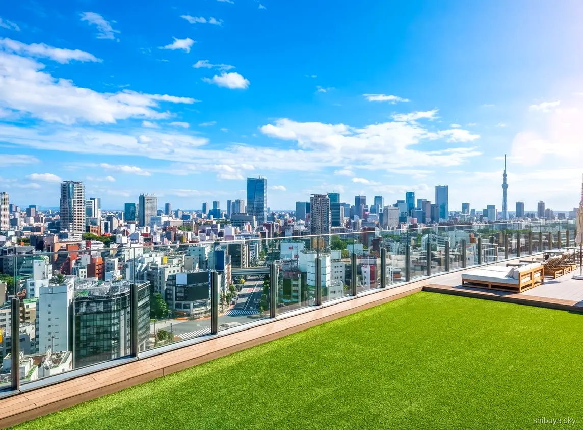 Shibuya Sky billet, byens skyline i dagslys