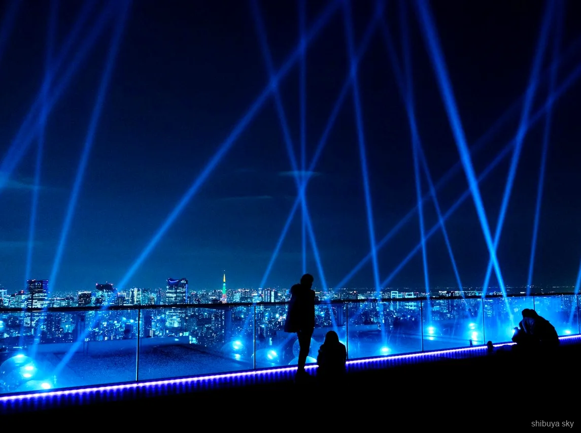 Shibuya Sky Ticket Nachttour, Scramble Crossing im Neonlicht