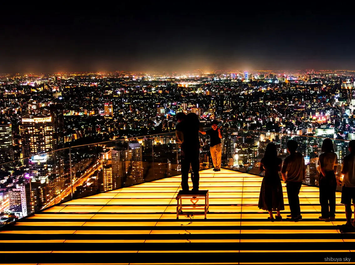 Shibuya Sky tur, byens skyline set fra dækket