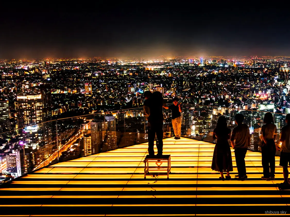 Shibuya Sky tour, city skyline from the deck