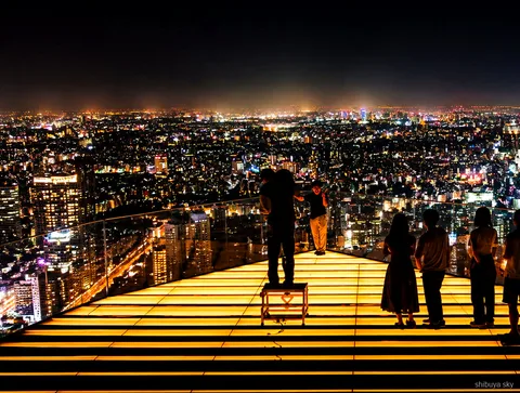 Shibuya Sky og Shinjuku neon tur, gylden time over Tokyo