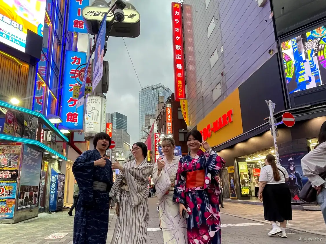 Shibuya Sky yukata tur, nattutsikt från plattformen