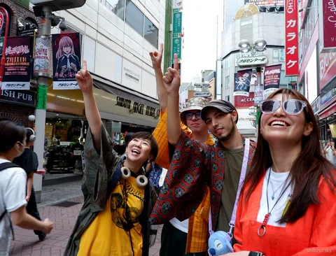 Shibuya Sky yukata night tour, guests in yukata