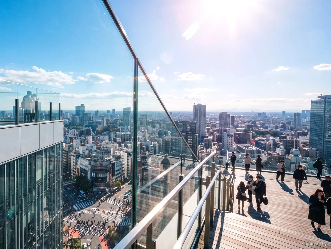Tour mattutino Shibuya Sky con biglietto, vista su Tokyo dalla terrazza all'aperto