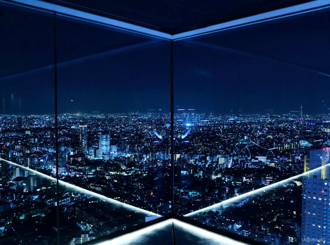 Tour Shibuya Sky con entrada con hora, skyline nocturno