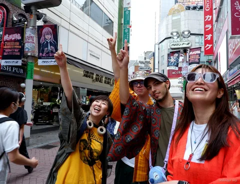Tour notturno in yukata a Shibuya Sky, ospiti in yukata