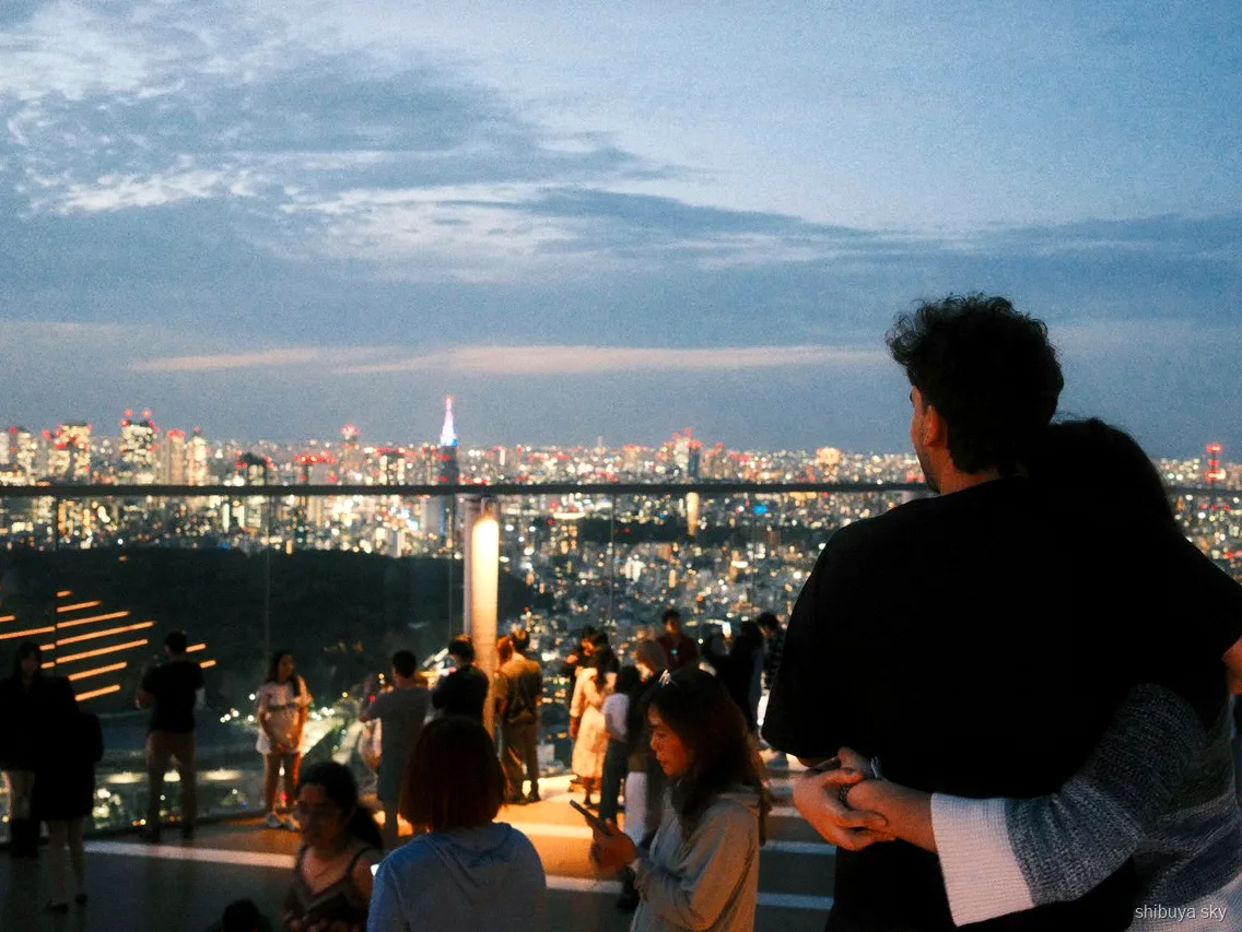 Visite du soir d'Harajuku à Shibuya Sky, vue de nuit sur Tokyo